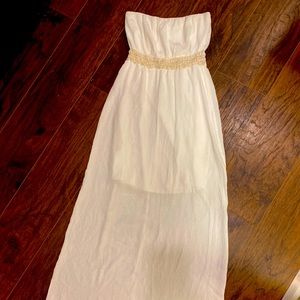 Strapless white summer dress